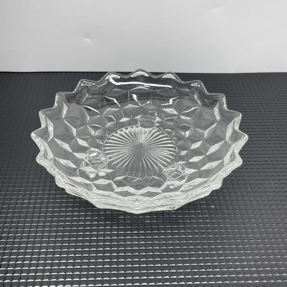 Vintage Fostoria American Clear Cubist Glass 6.5